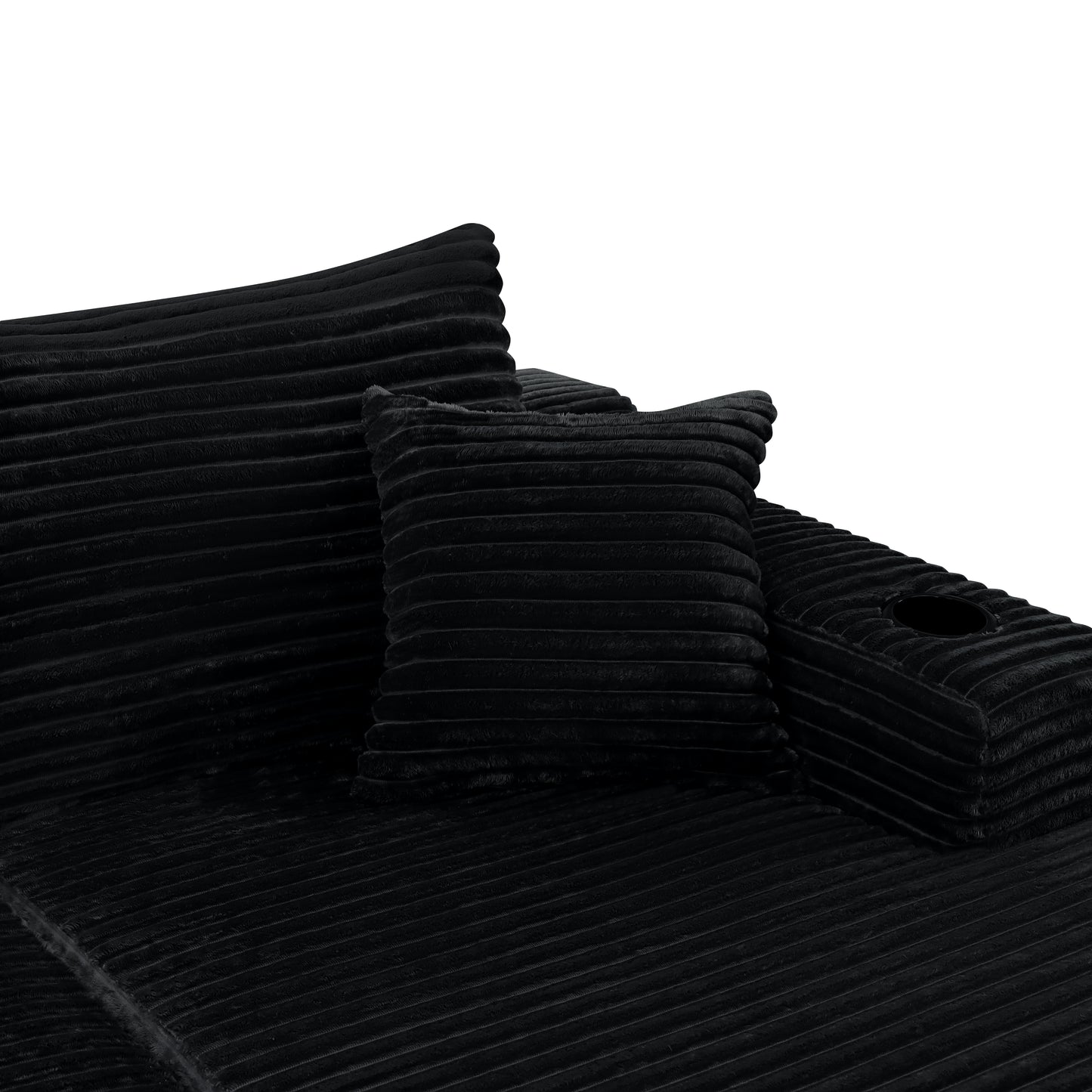 Corduroy Compression Sofa — 5-Seat, 134"W — Black