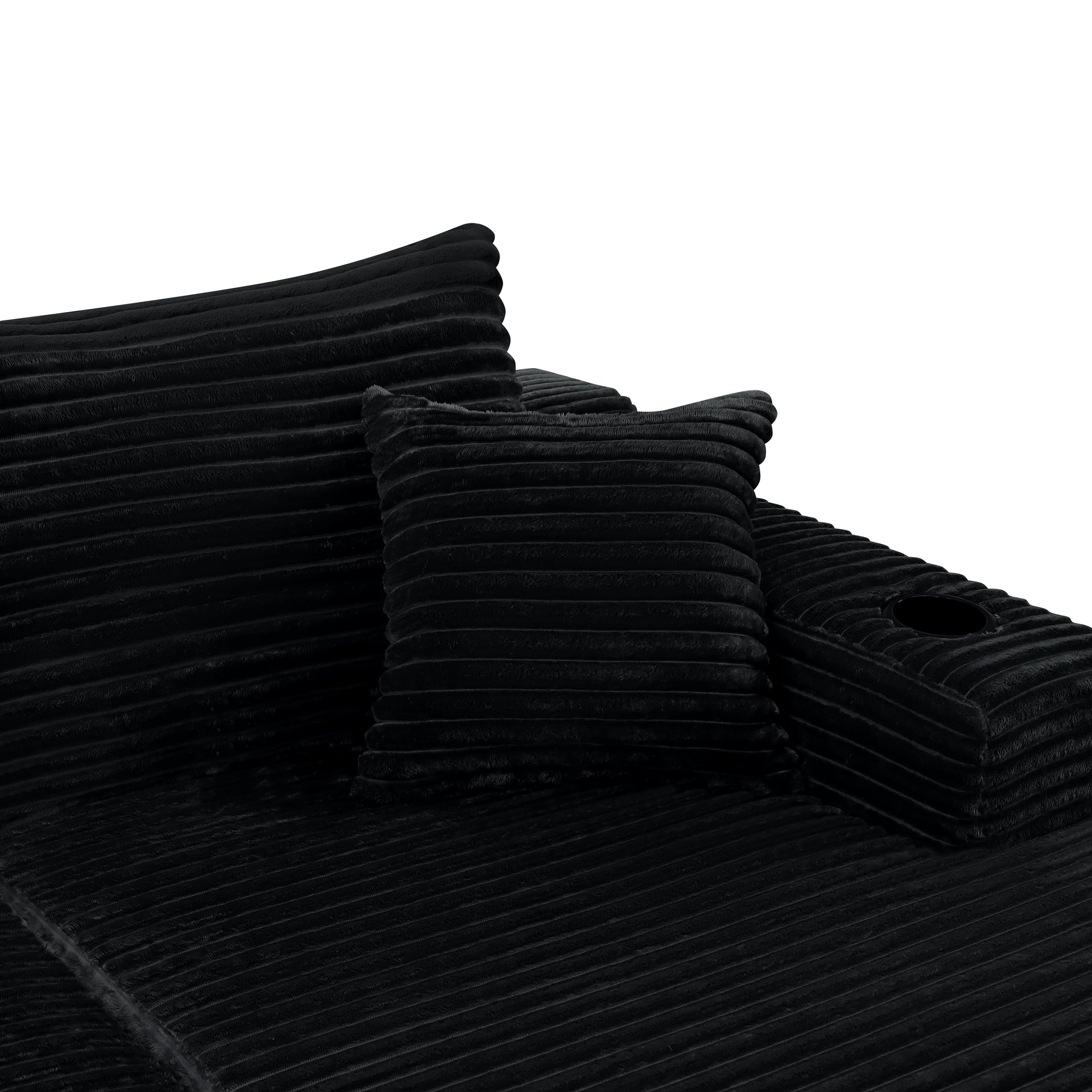 Corduroy Compression Sofa — 5-Seat, 134"W — Black