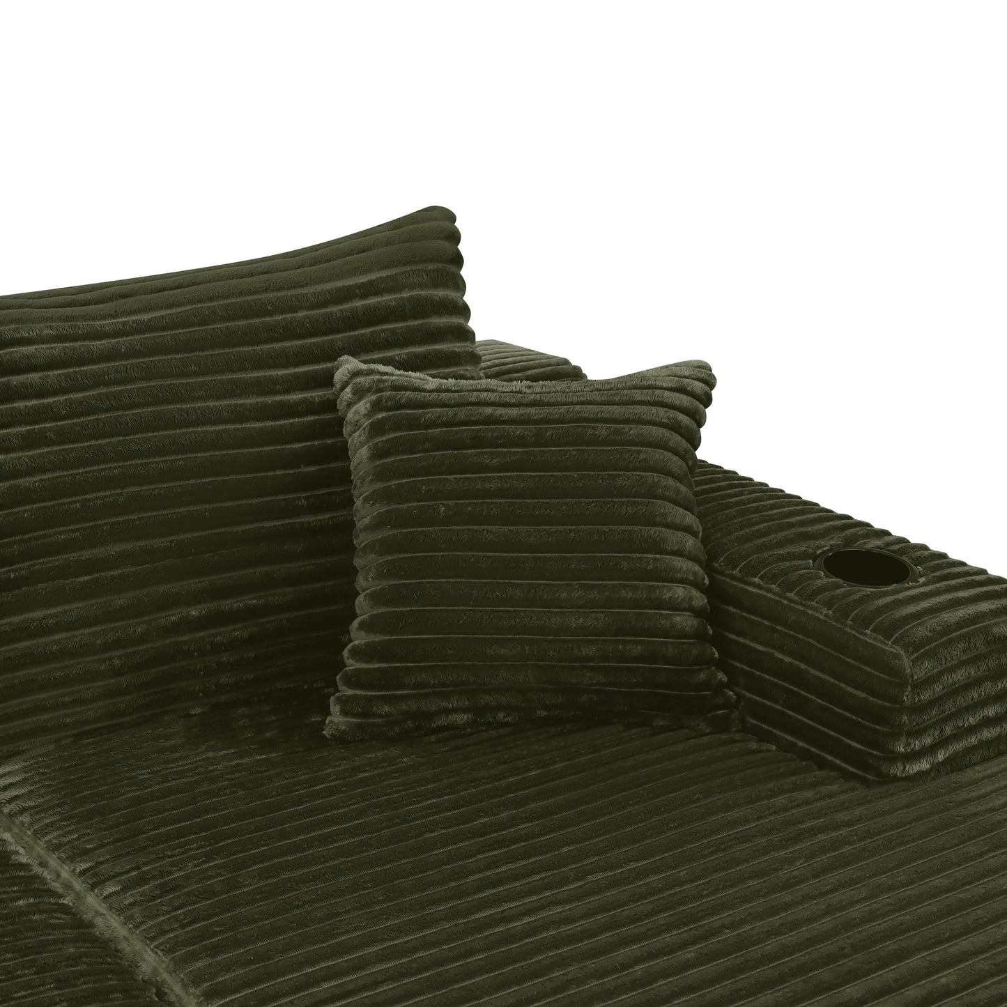 Corduroy Compression Sofa — 5-Seat, 134"W — Green