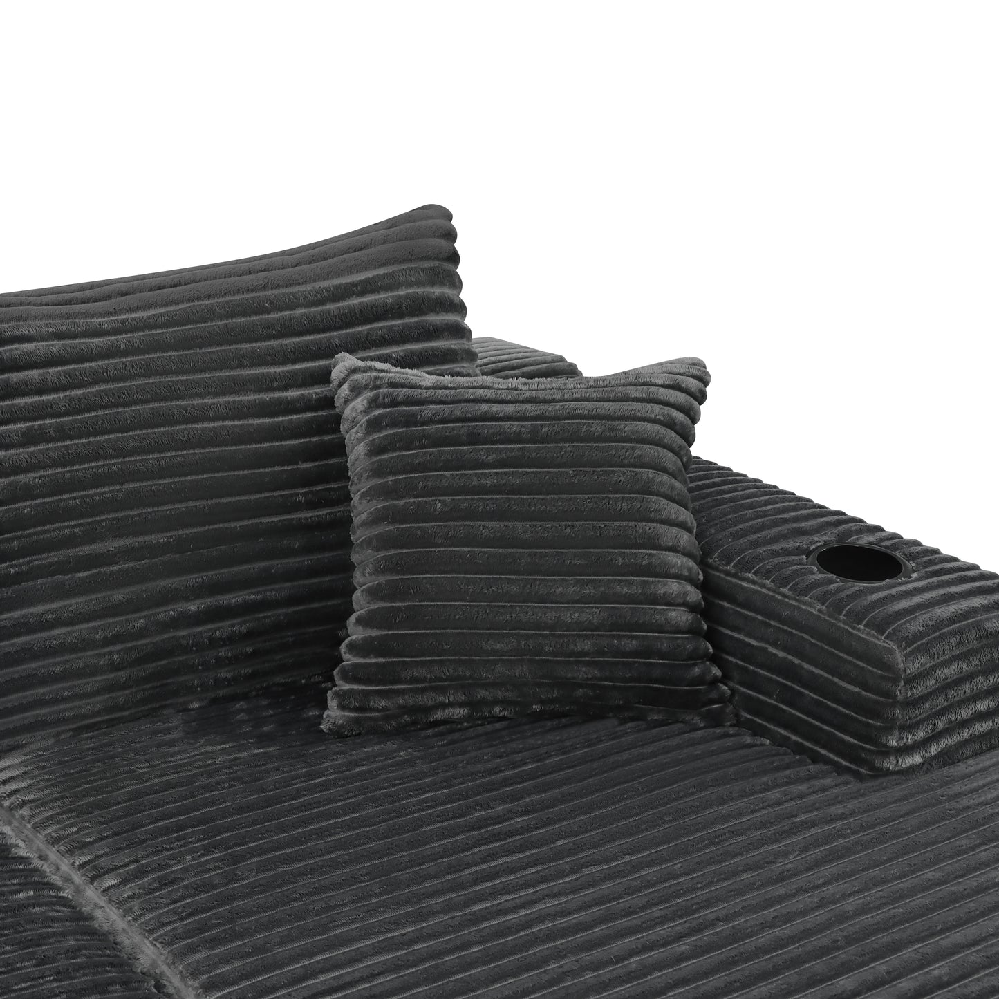 Corduroy Compression Sofa — 5-Seat, 134"W — Grey