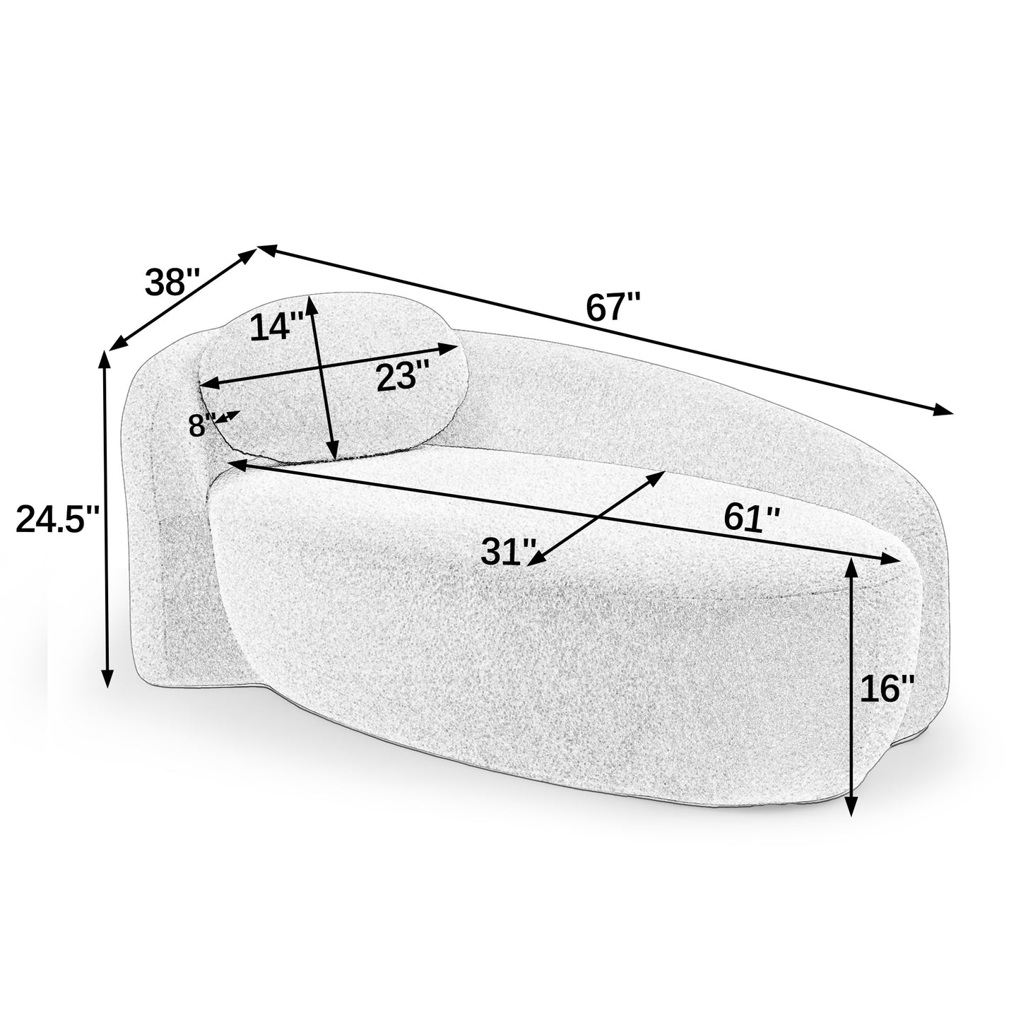 Fabric Compression Sofa — 1-Seat — dimensions