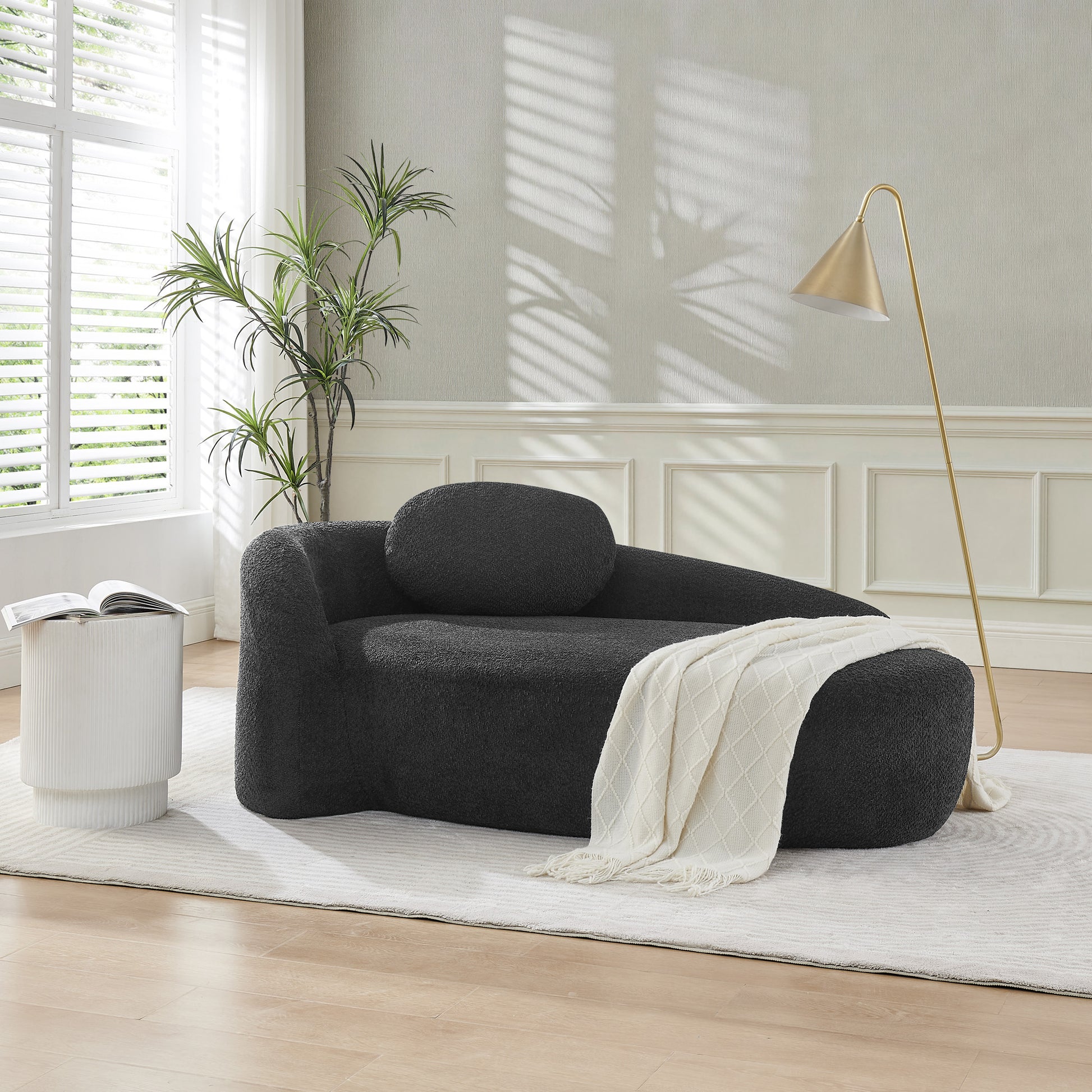 Fabric Compression Sofa — 1-Seat — Black