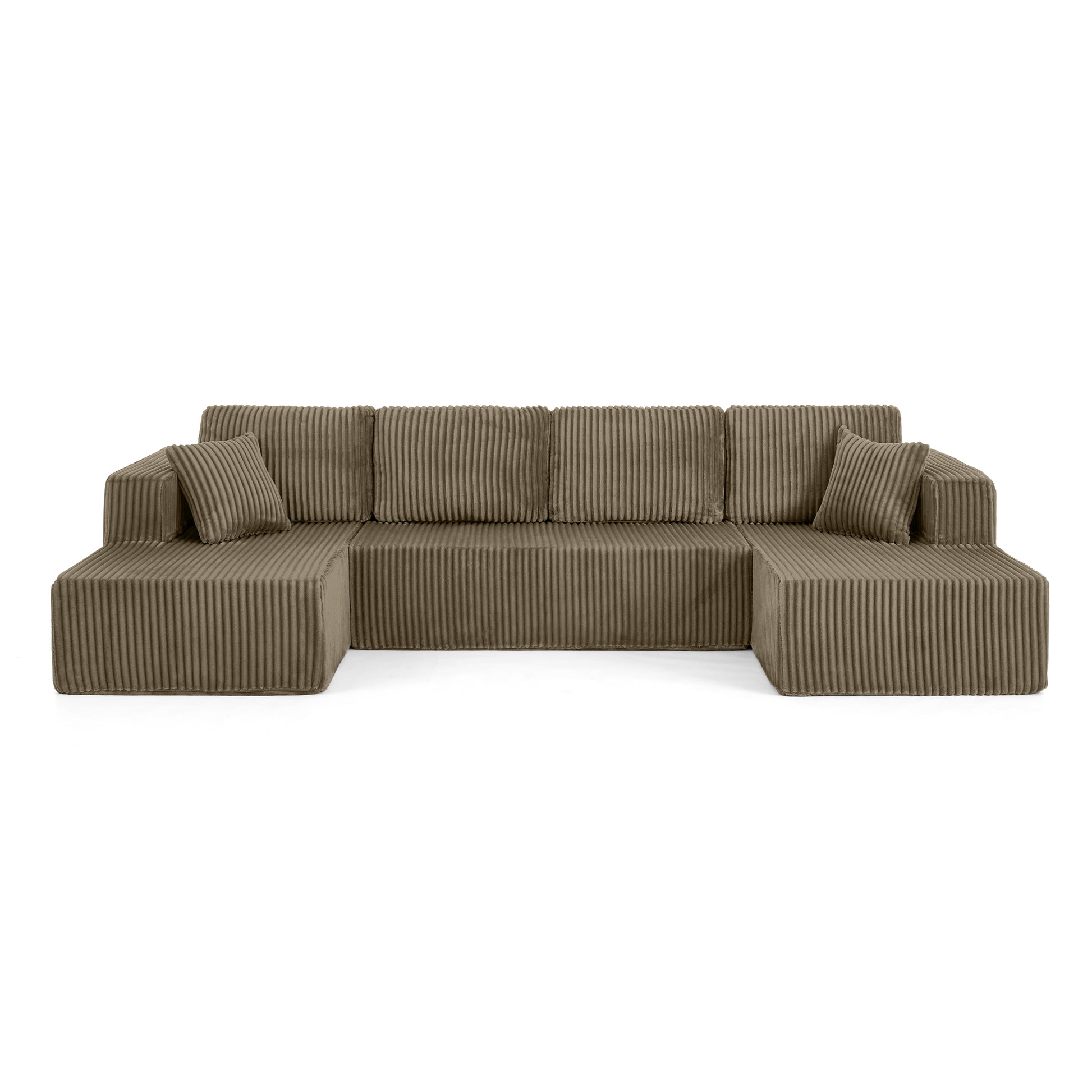 Corduroy Compression Sofa — 5-Seat, 132"W — Brown