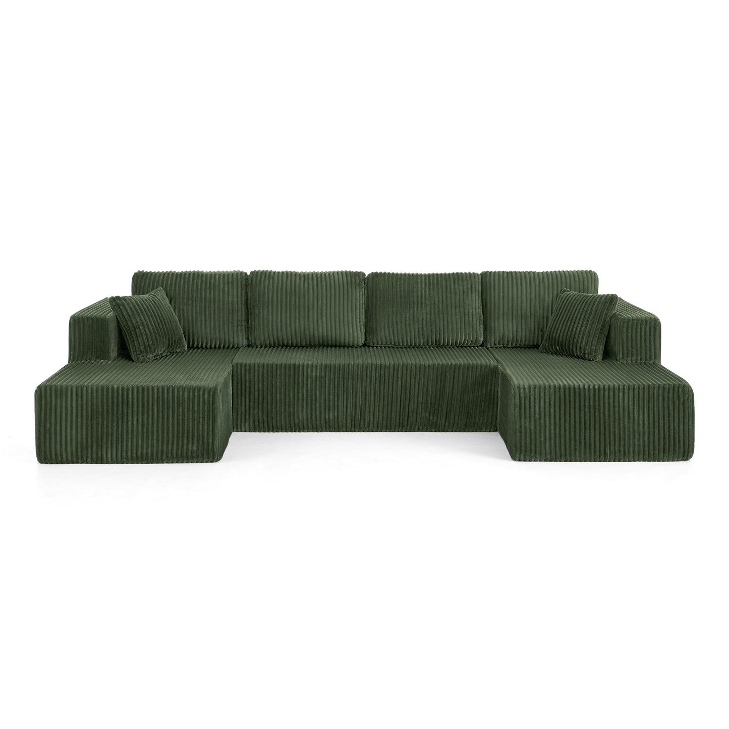 Corduroy Compression Sofa — 5-Seat, 132"W — Green