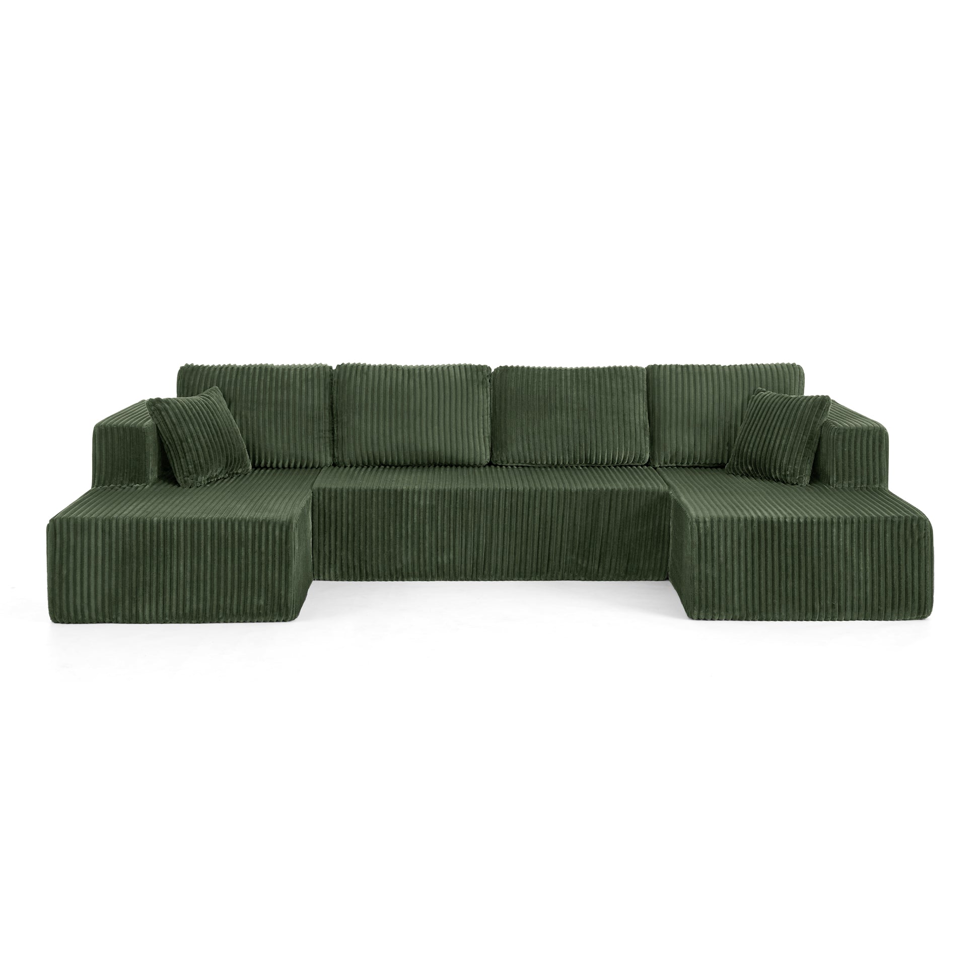 Corduroy Compression Sofa — 5-Seat, 132"W — Green
