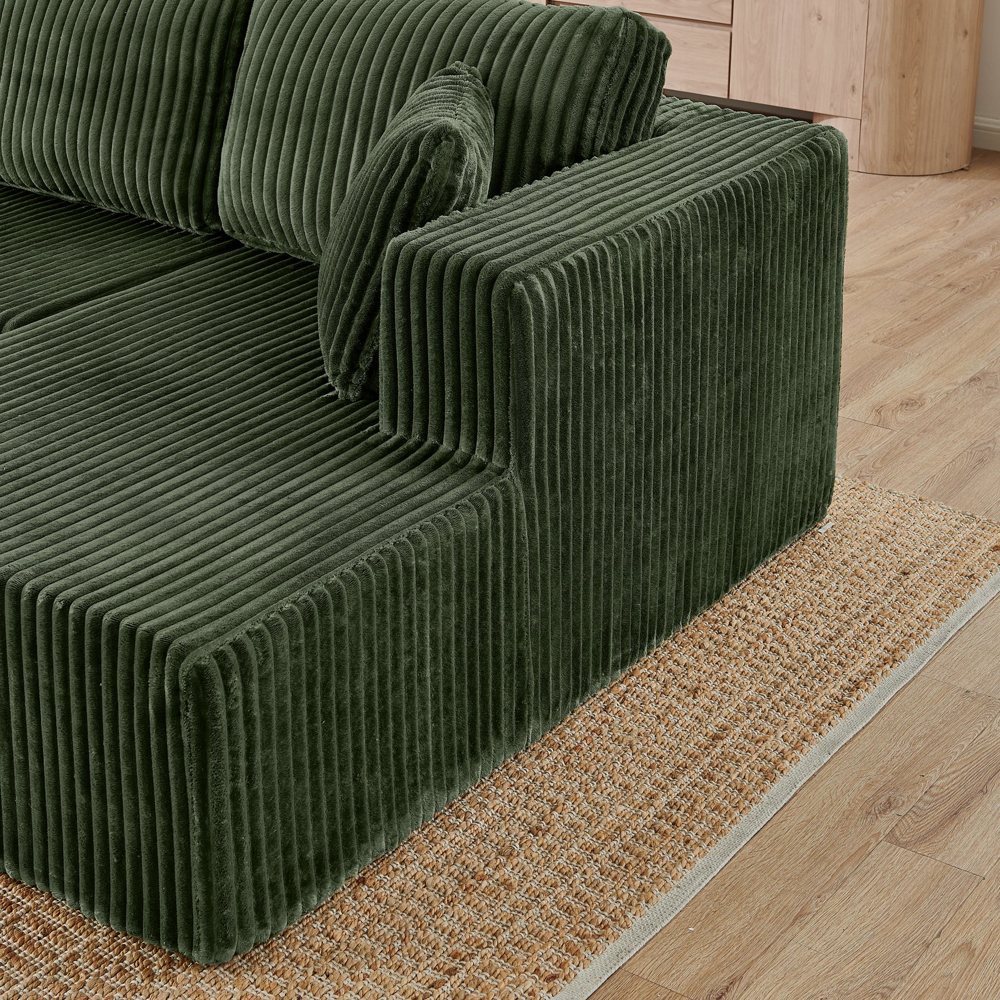 Corduroy Compression Sofa — 5-Seat, 132"W — Green