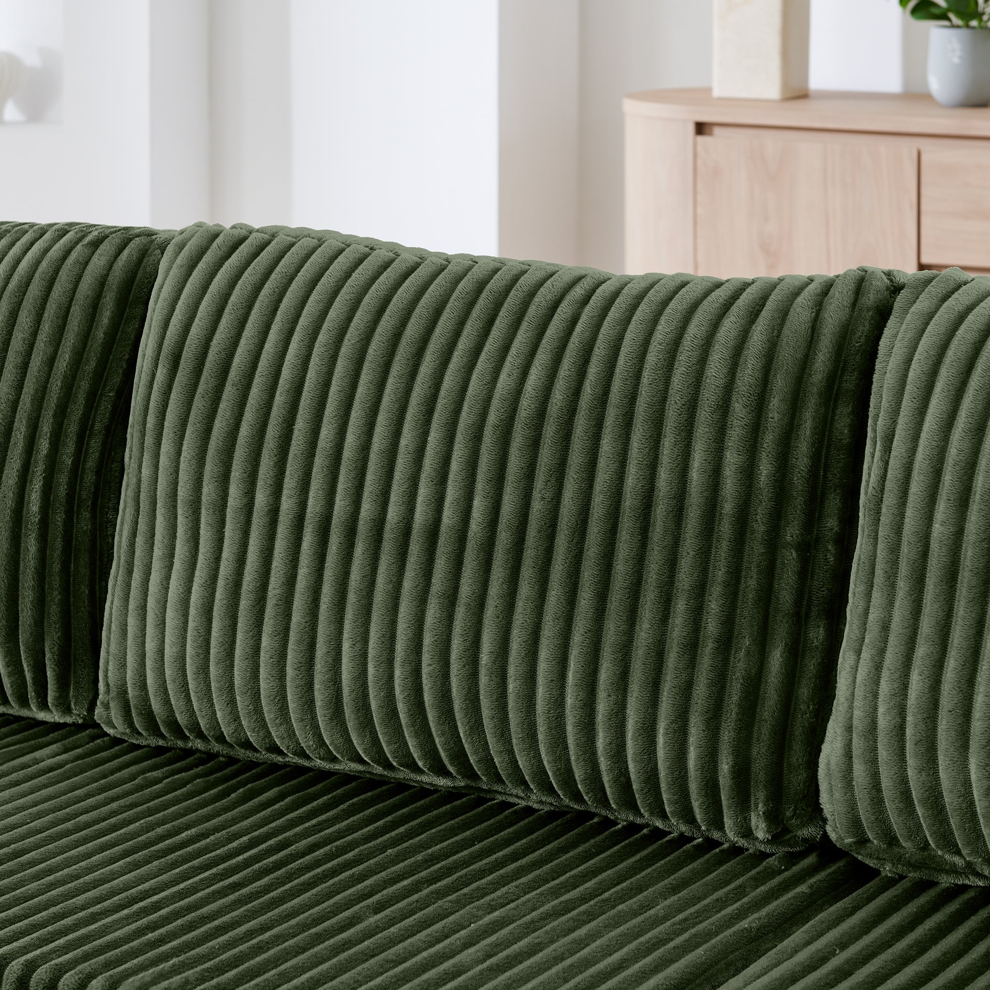 Corduroy Compression Sofa — 5-Seat, 132"W — Green