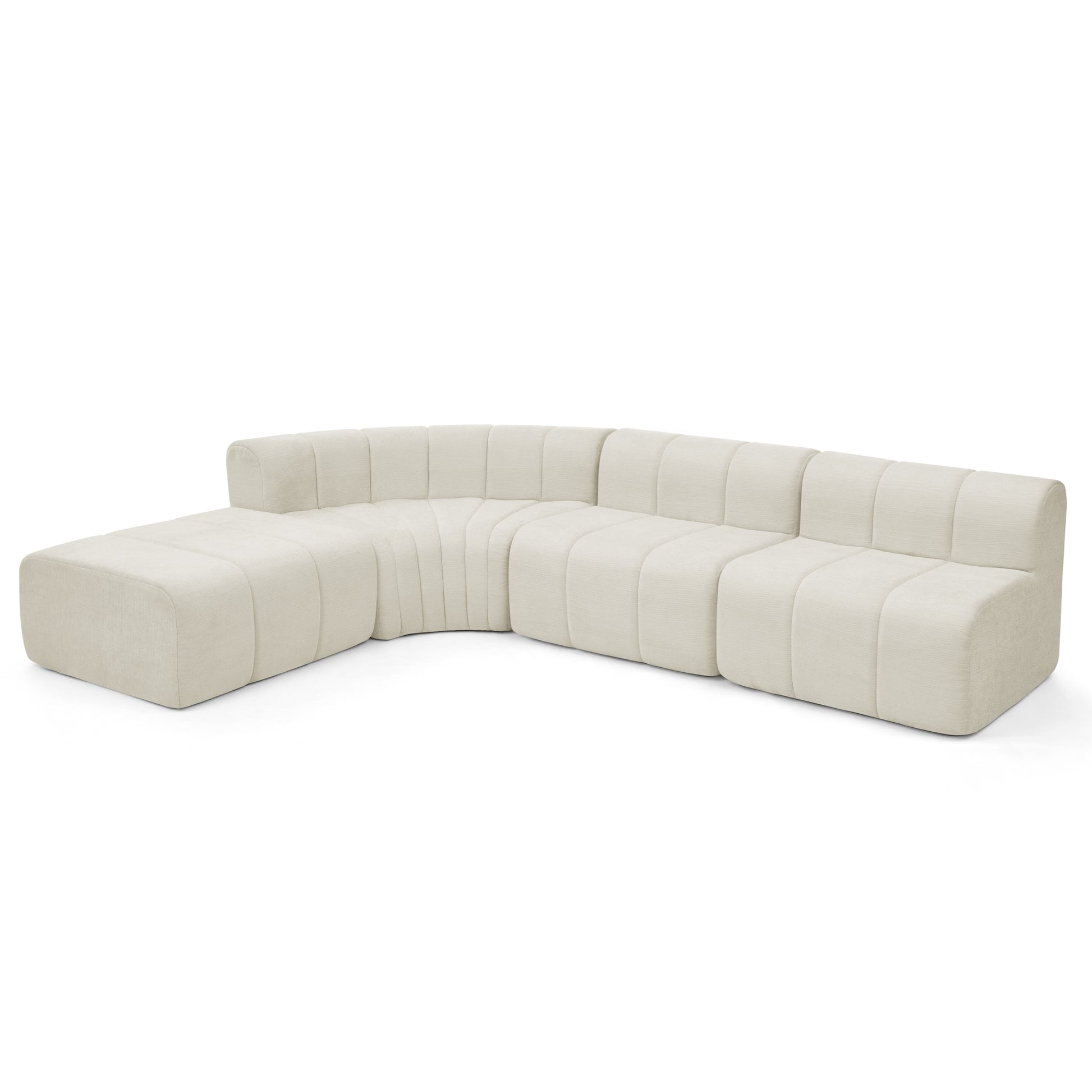 Chenille Compression Sofa — 4-Seat, 116"W — Beige