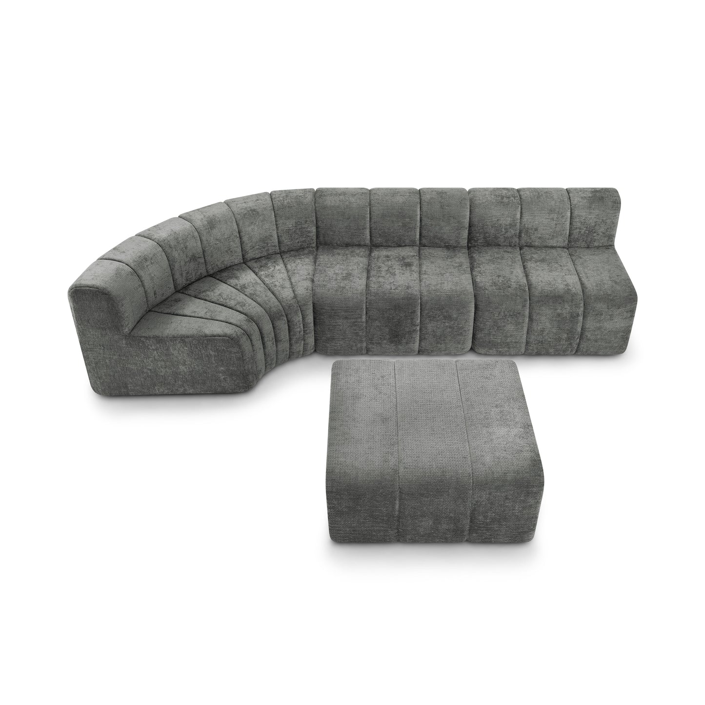Chenille Compression Sofa — 4-Seat, 116"W — Dark Gray