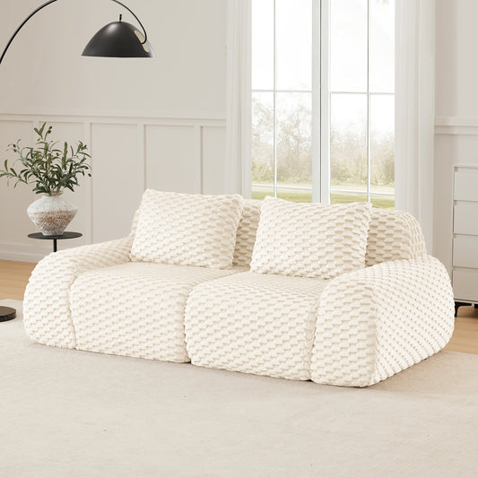 Flannelette Compression Sectional — 2/3/4-Seat — Cream / 2-Seat
