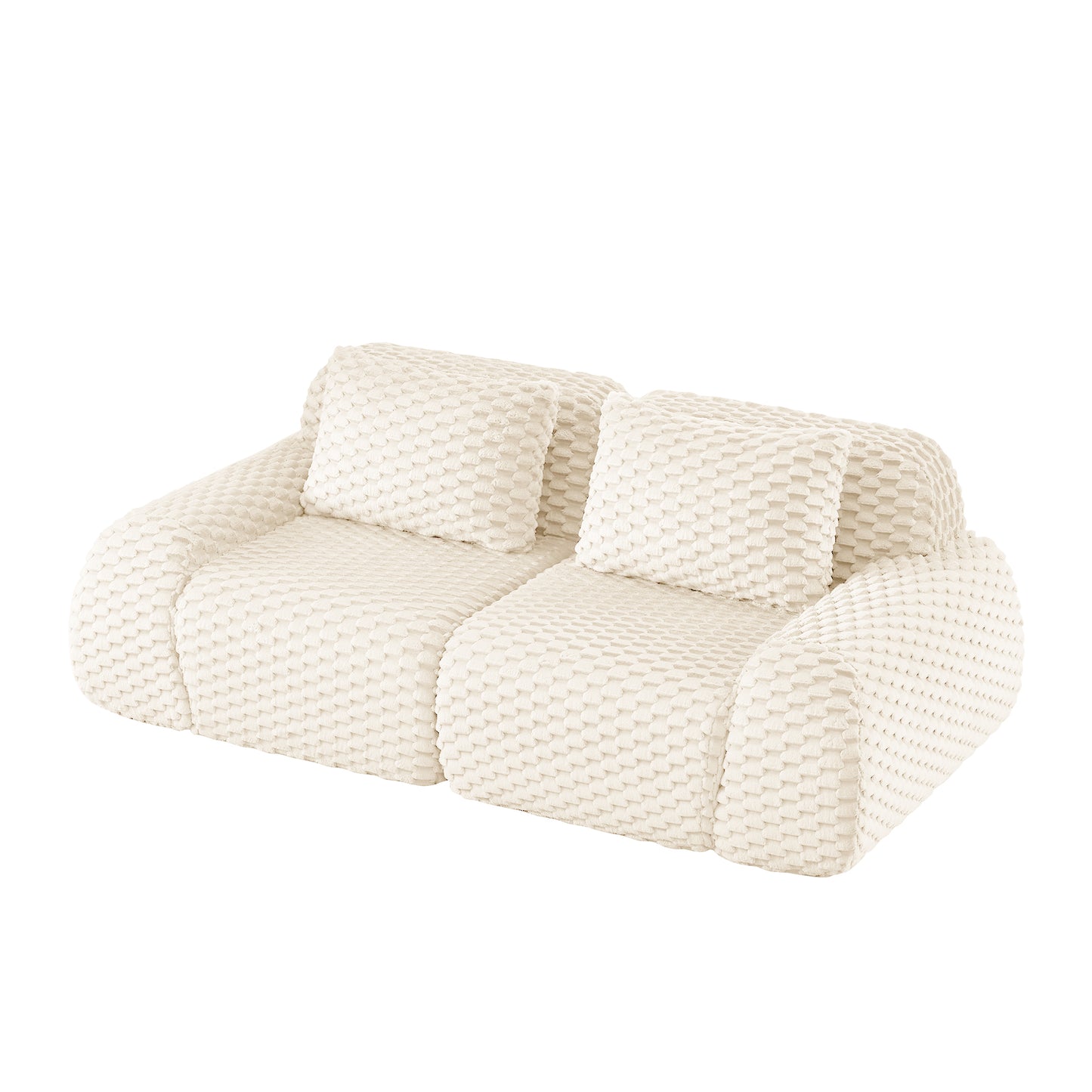 Flannelette Compression Sectional — 2/3/4-Seat — Cream / 2-Seat