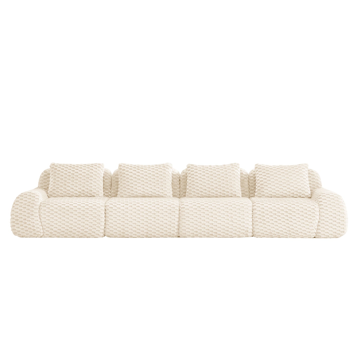 Flannelette Compression Sectional — 2/3/4-Seat — Cream / 4-Seat