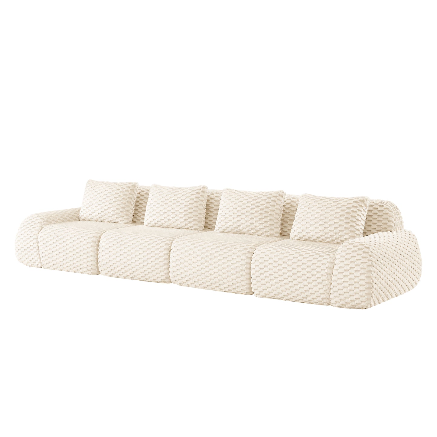 Flannelette Compression Sectional — 2/3/4-Seat — Cream / 4-Seat