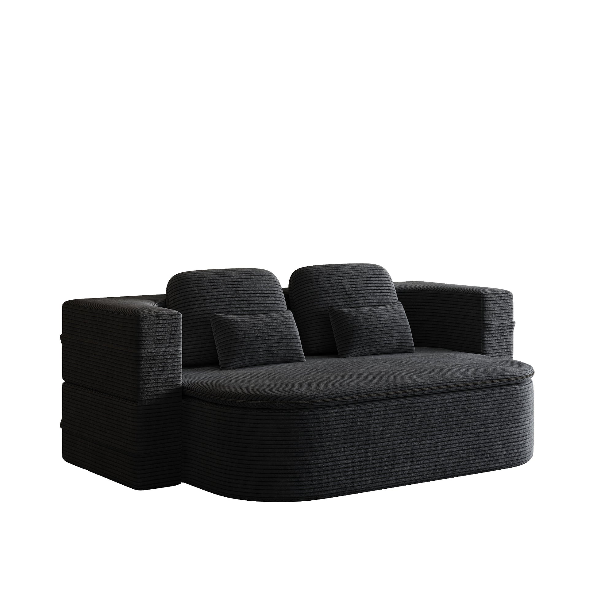 Corduroy Compression Sofa — 3-Seat, 75"W — Black