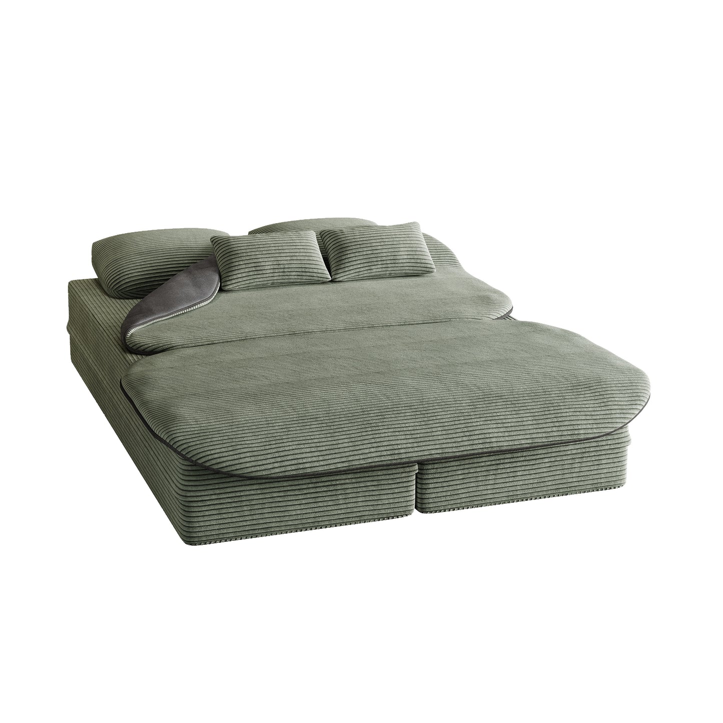 Corduroy Compression Sofa — 3-Seat, 75"W — Green