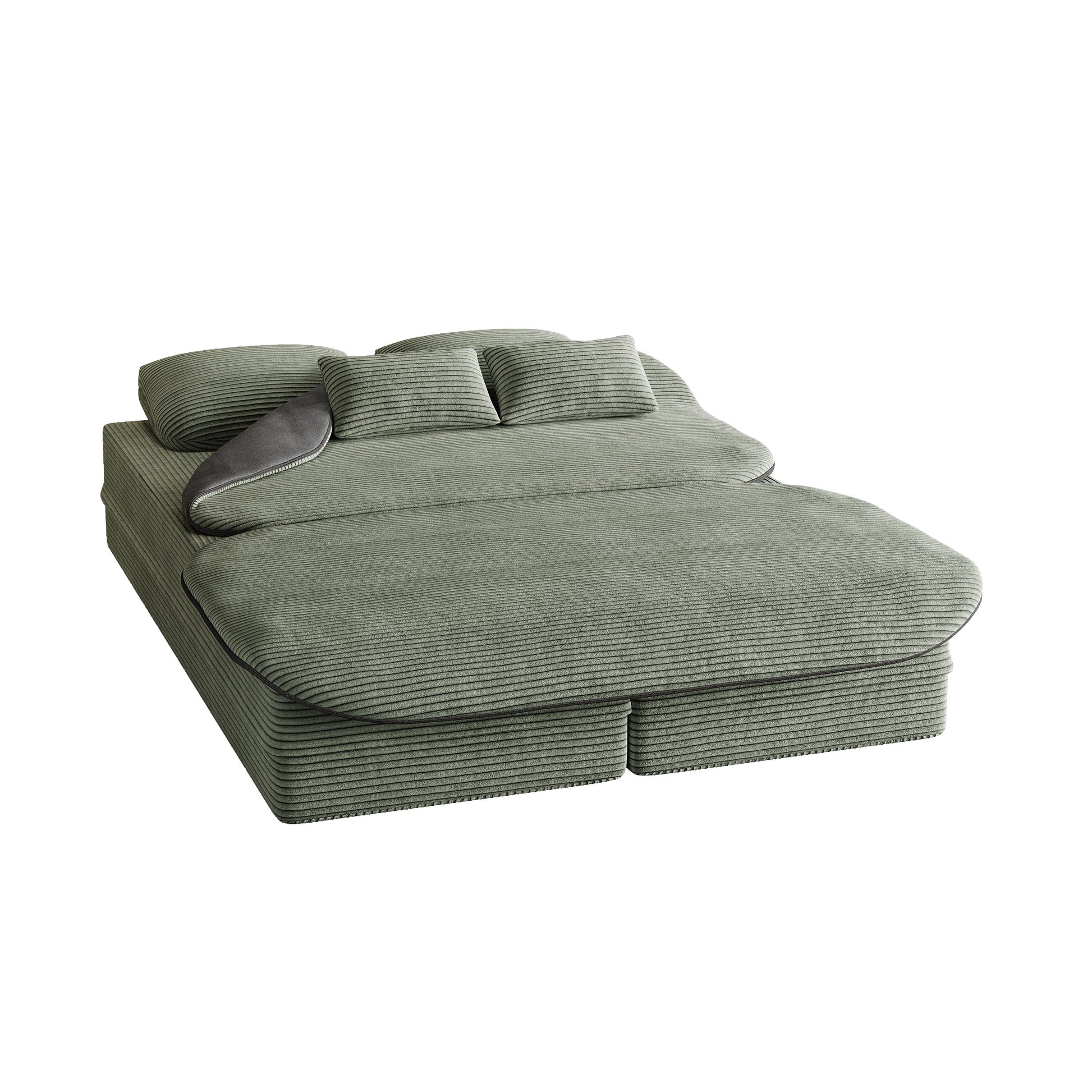 Corduroy Compression Sofa — 3-Seat, 75"W — Green