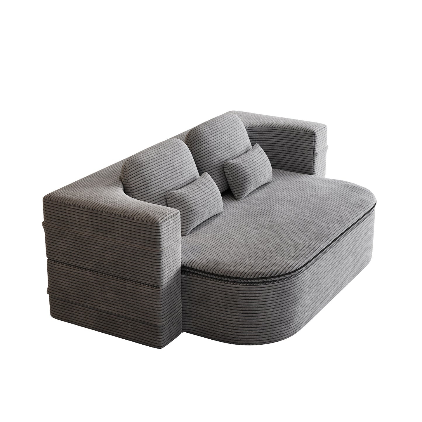 Corduroy Compression Sofa — 3-Seat, 75"W — Grey