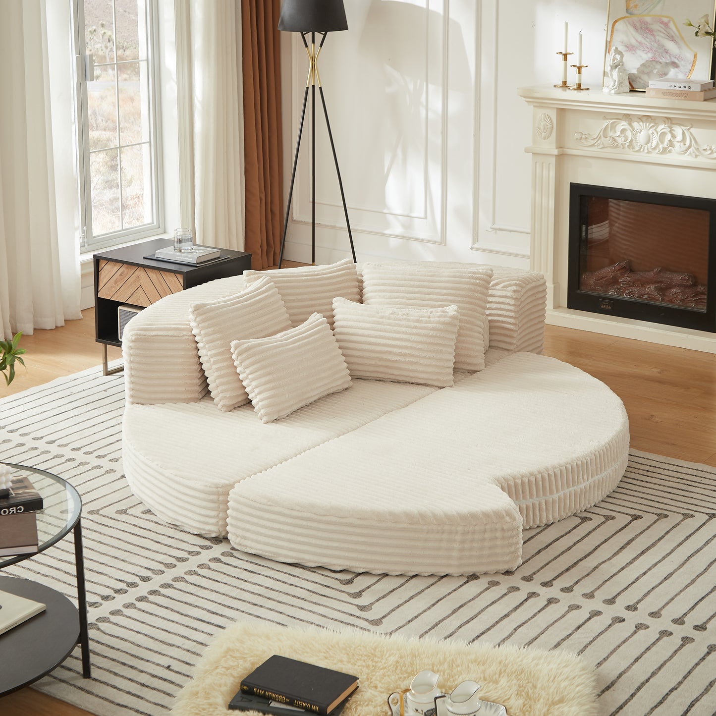 Corduroy Compression Sofa — 1-Seat — Beige