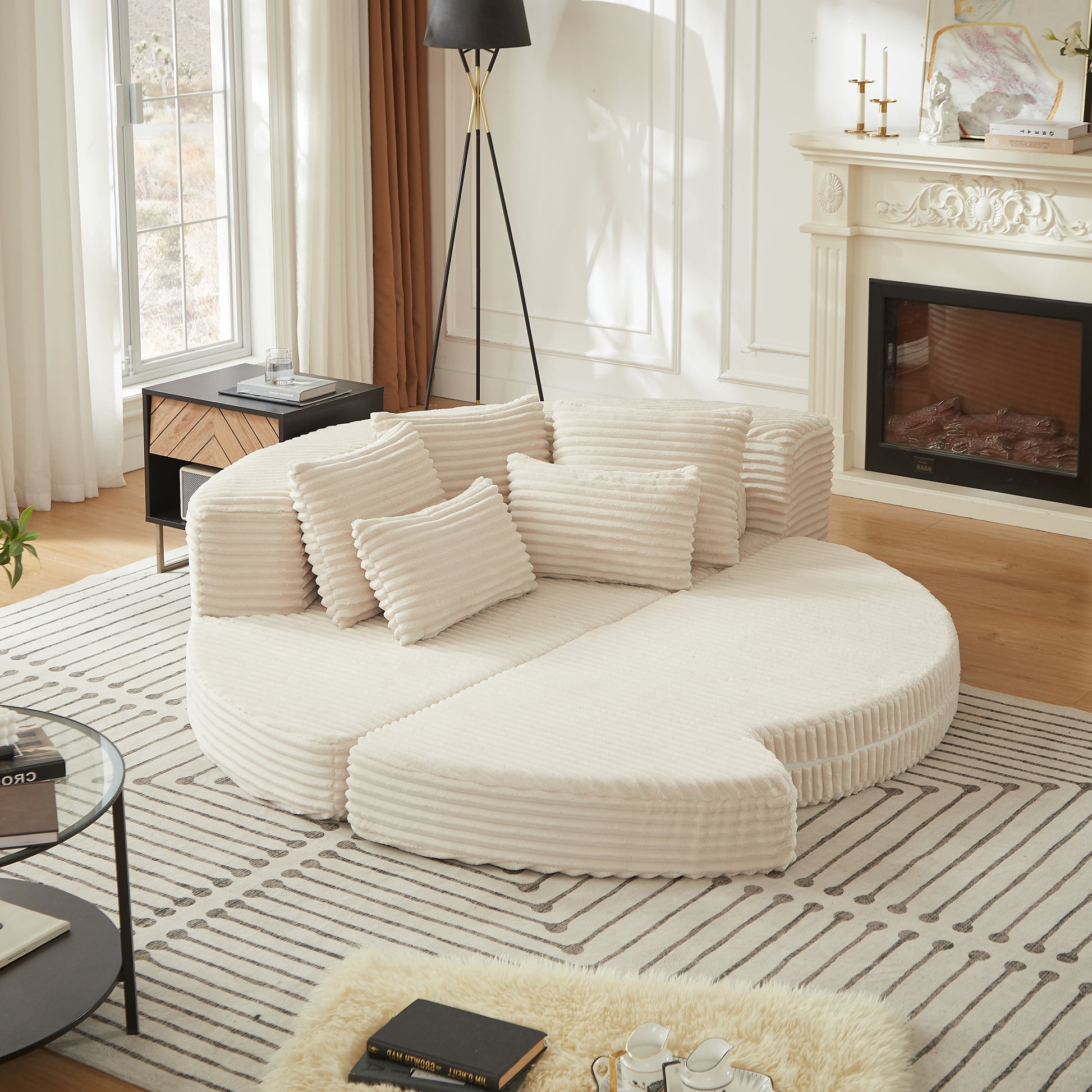 Corduroy Compression Sofa — 1-Seat — Beige