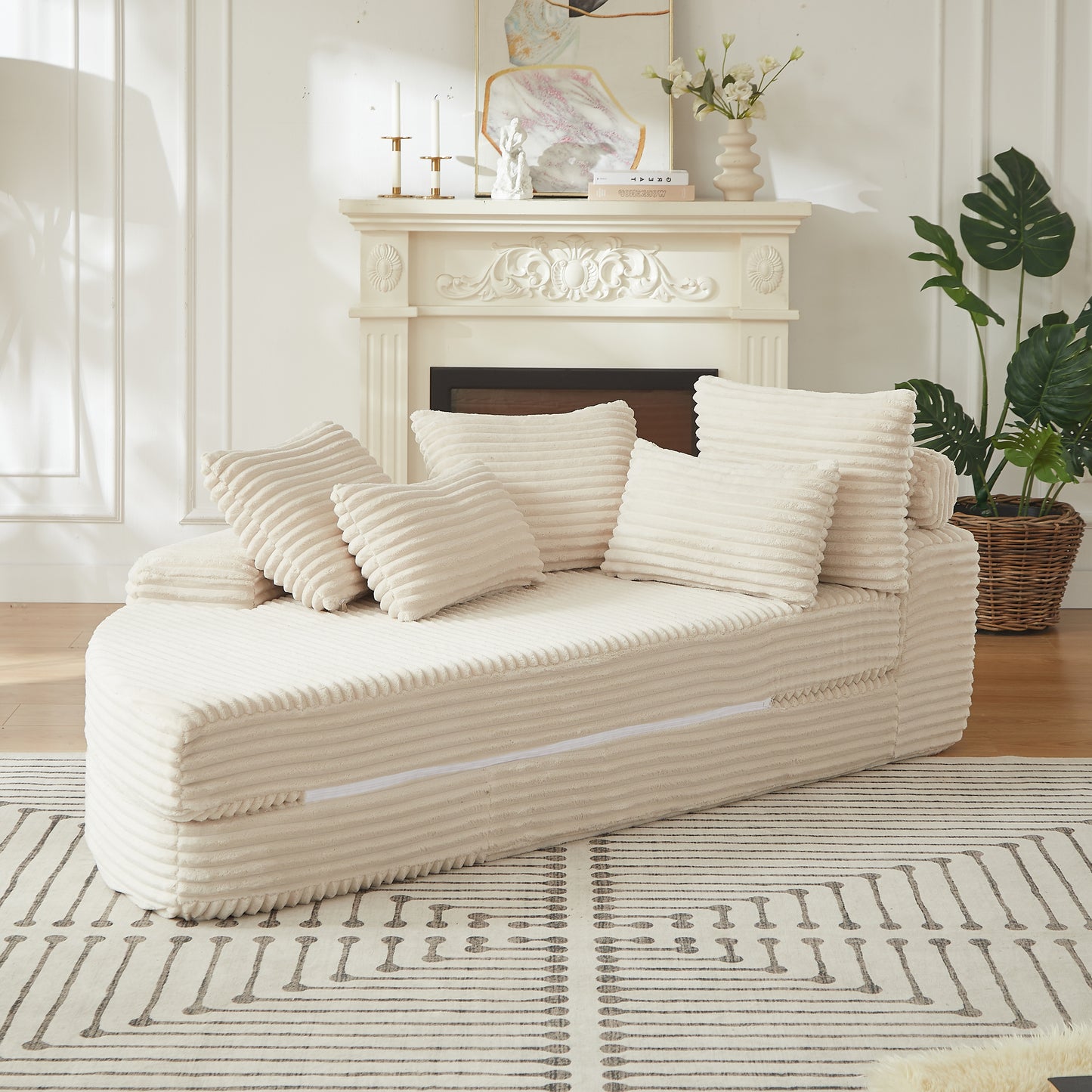 Corduroy Compression Sofa — 1-Seat — Beige
