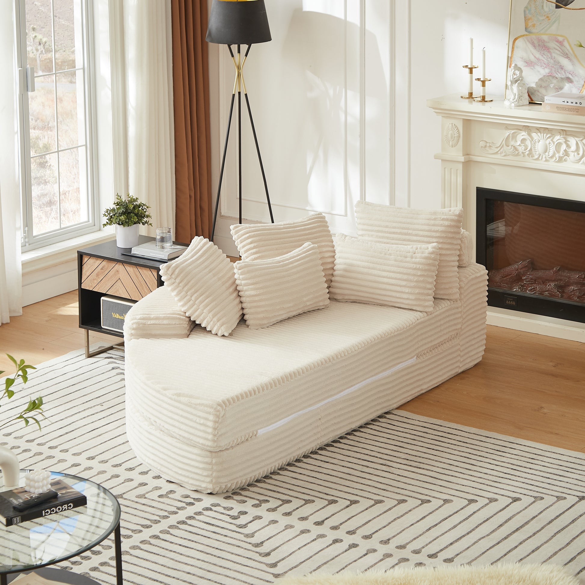 Corduroy Compression Sofa — 1-Seat — Beige