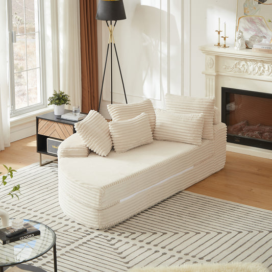 Corduroy Compression Sofa — 1-Seat — Beige