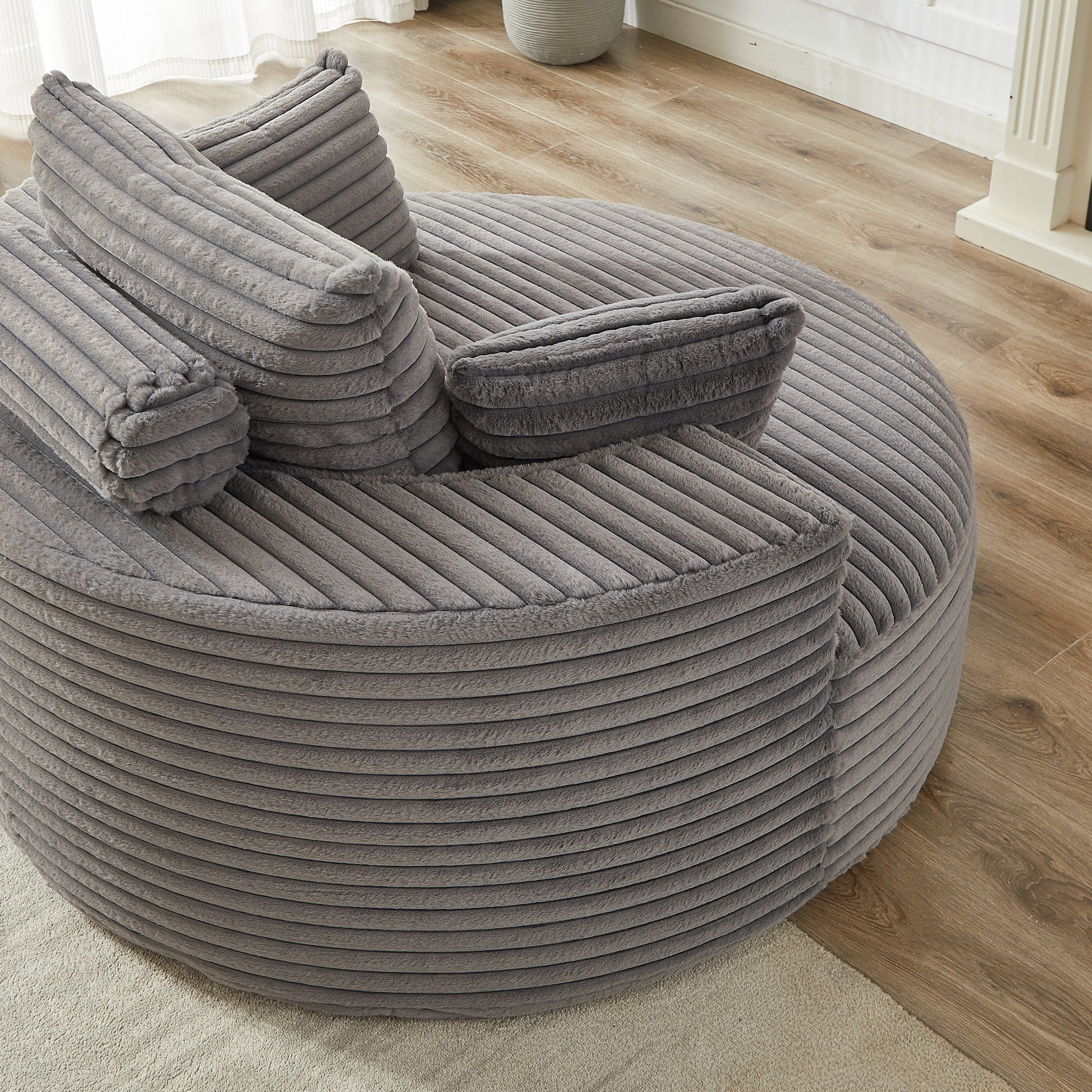 Corduroy Compression Accent Chair — 1-Seat, 55"W — Grey