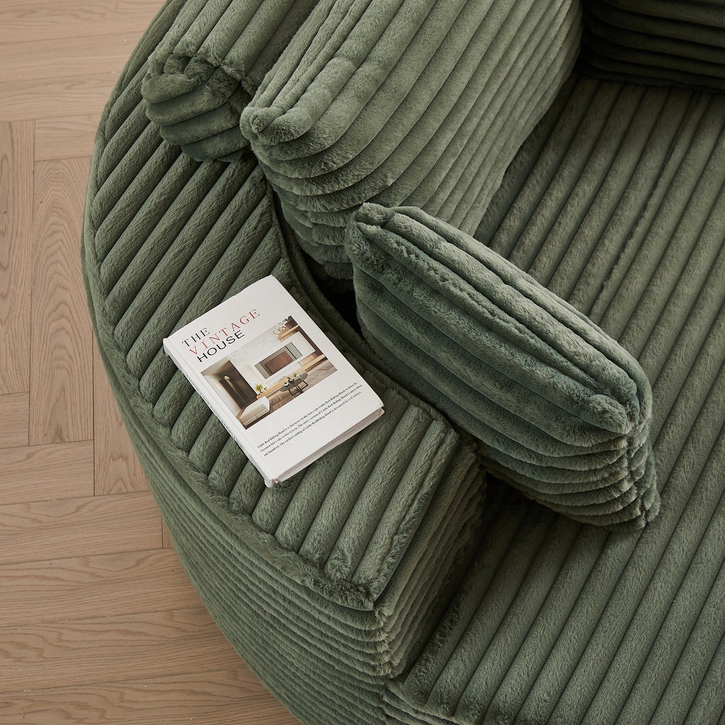 Corduroy Compression Accent Chair — 1-Seat, 55"W — Green