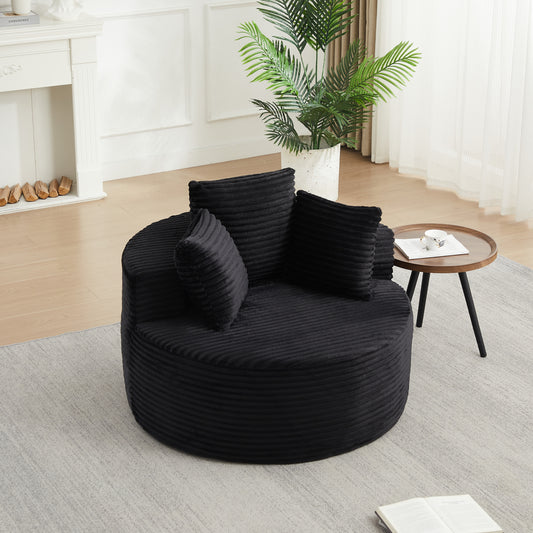 Corduroy Compression Accent Chair — 1-Seat, 43"W — Black