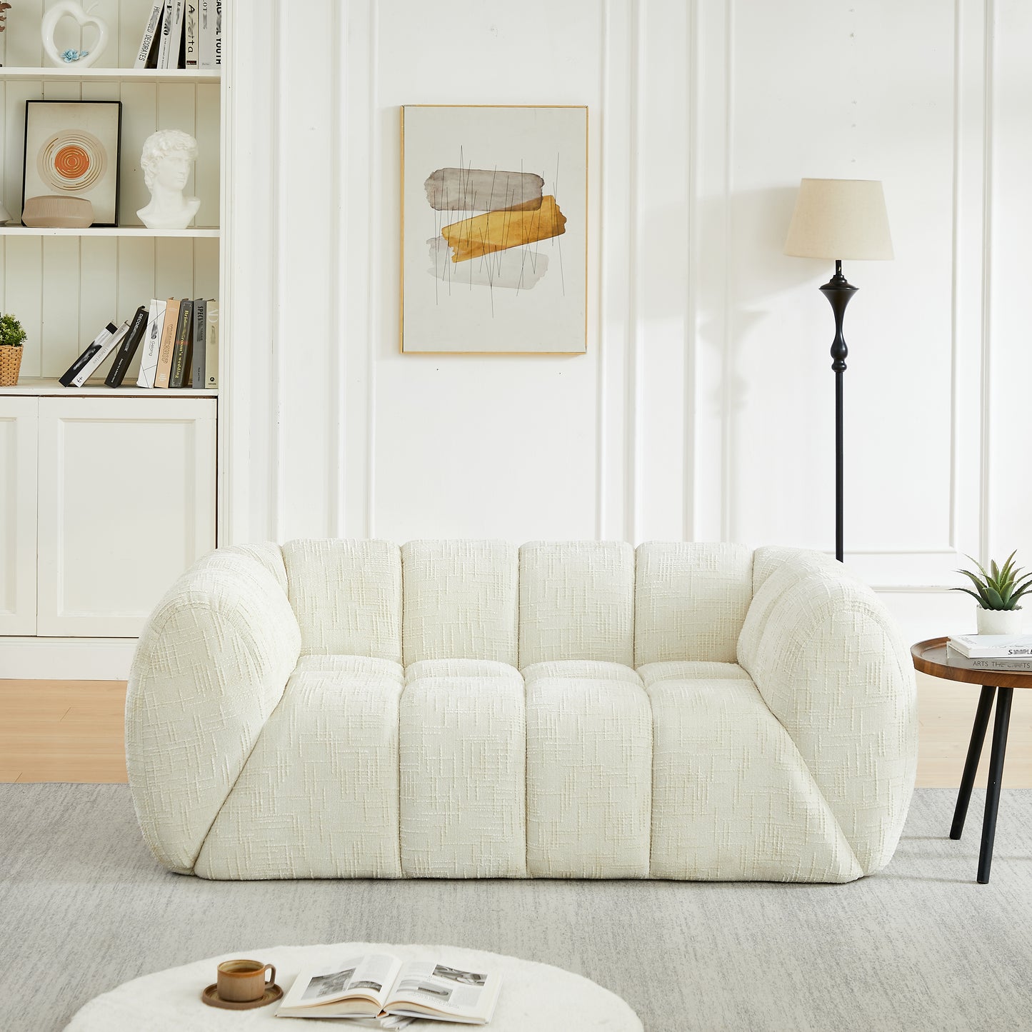 Chenille Compression Sofa — 2/3/5/6-Seat — Beige / 2-Seat