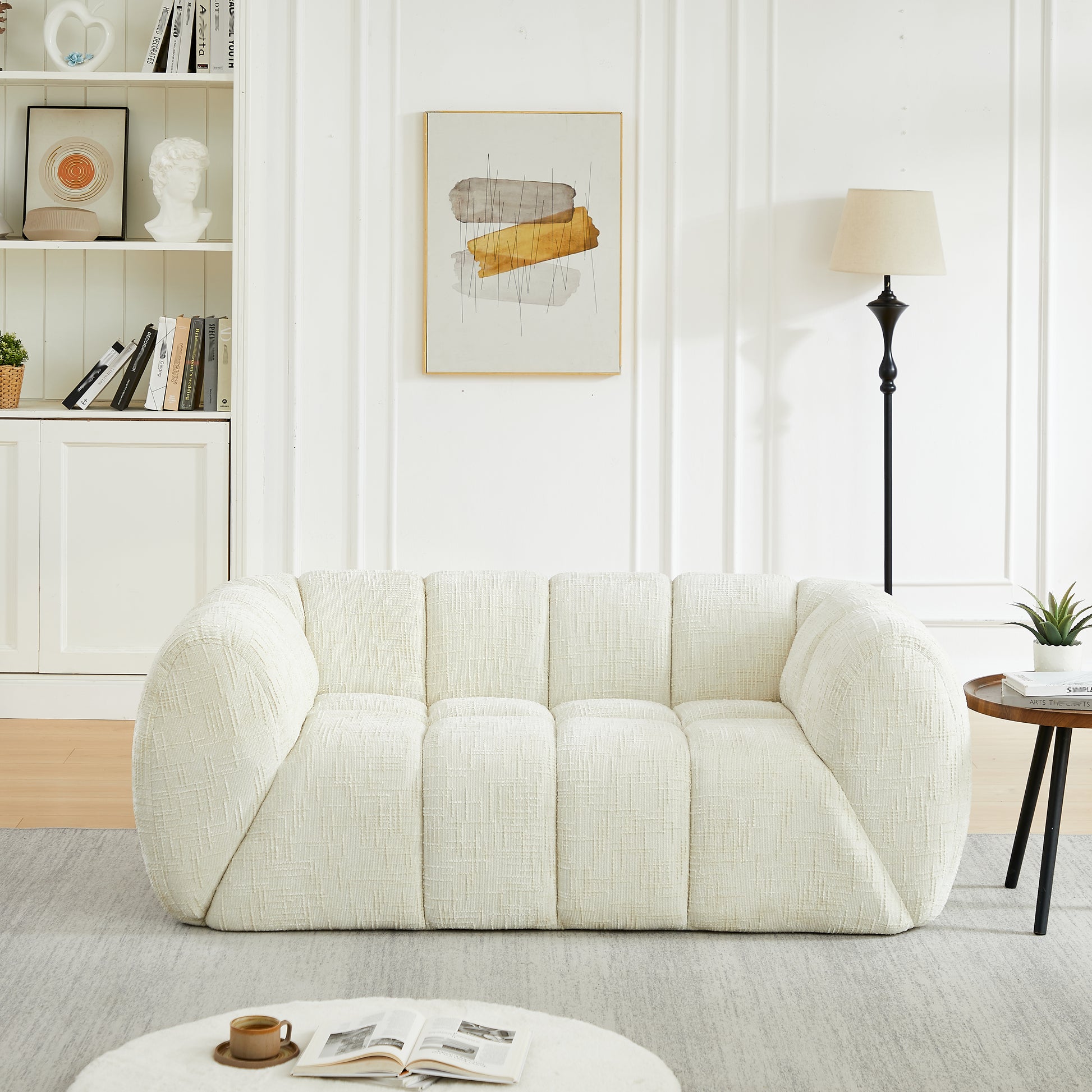 Chenille Compression Sofa — 2/3/5/6-Seat — Beige / 2-Seat