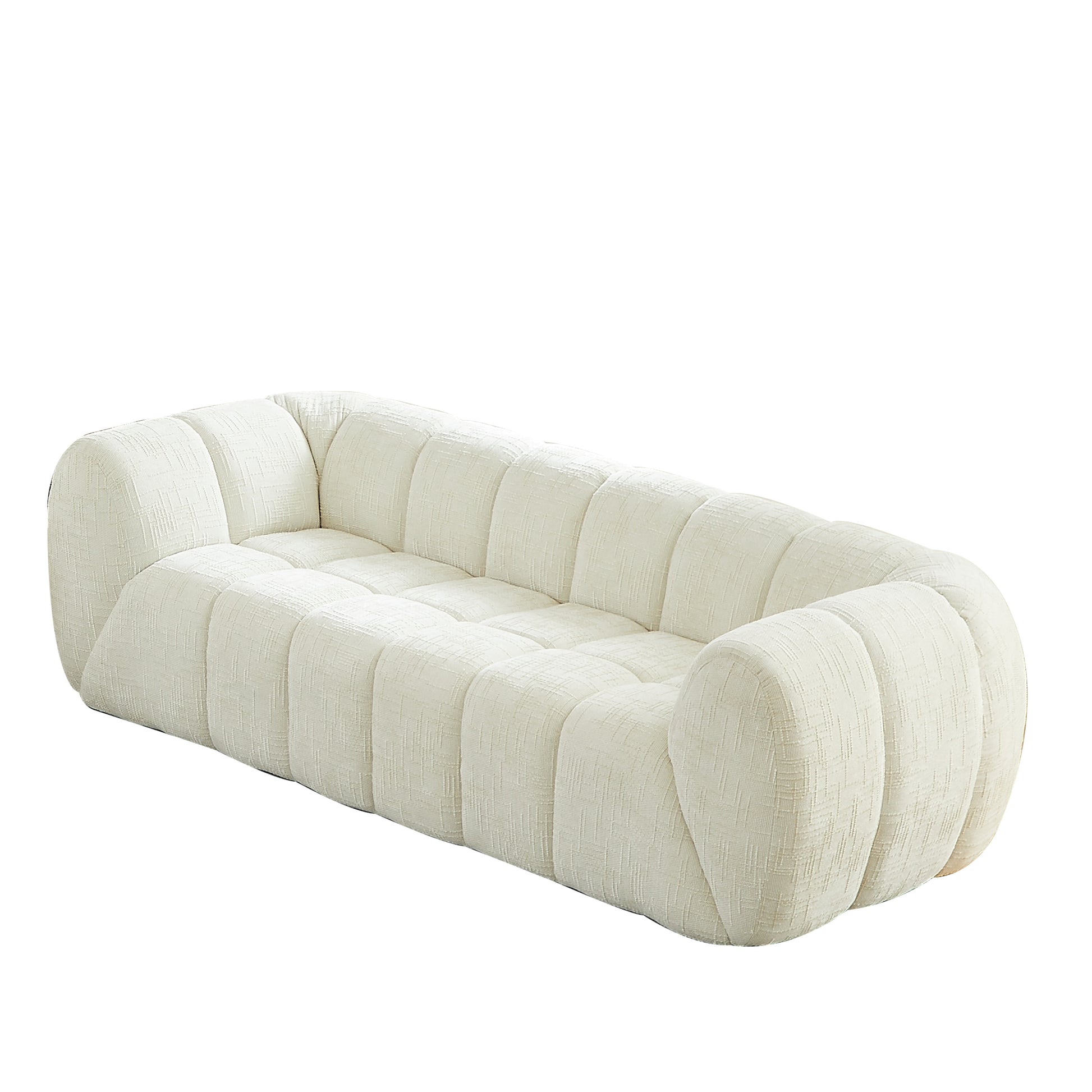 Chenille Compression Sofa — 2/3/5/6-Seat — Beige / 3-Seat
