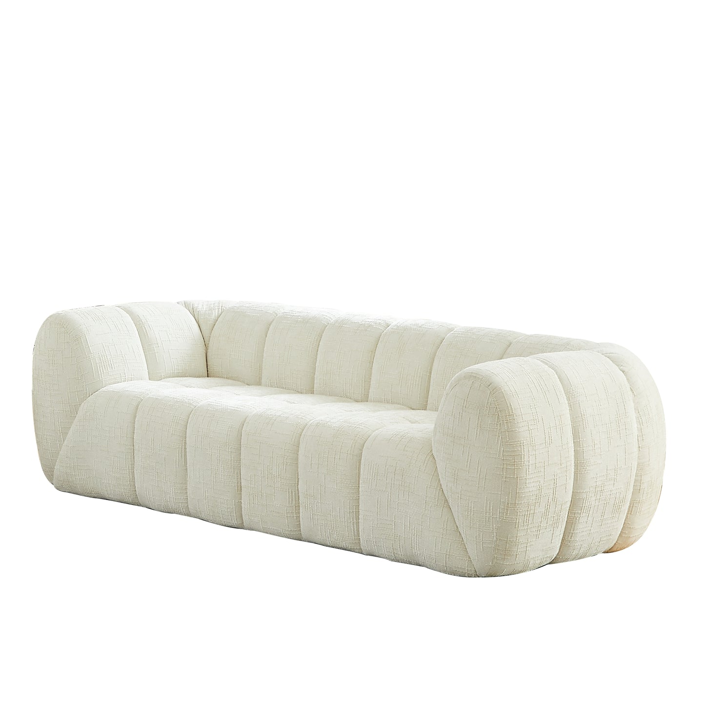 Chenille Compression Sofa — 2/3/5/6-Seat — Beige / 3-Seat