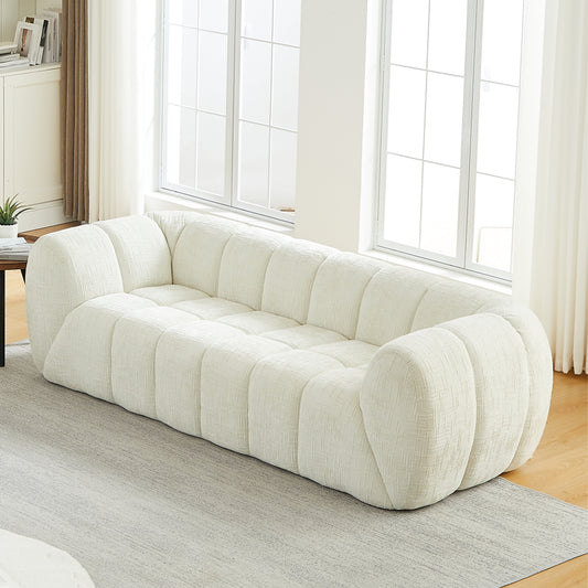 Chenille Compression Sofa — 2/3/5/6-Seat — Beige / 3-Seat