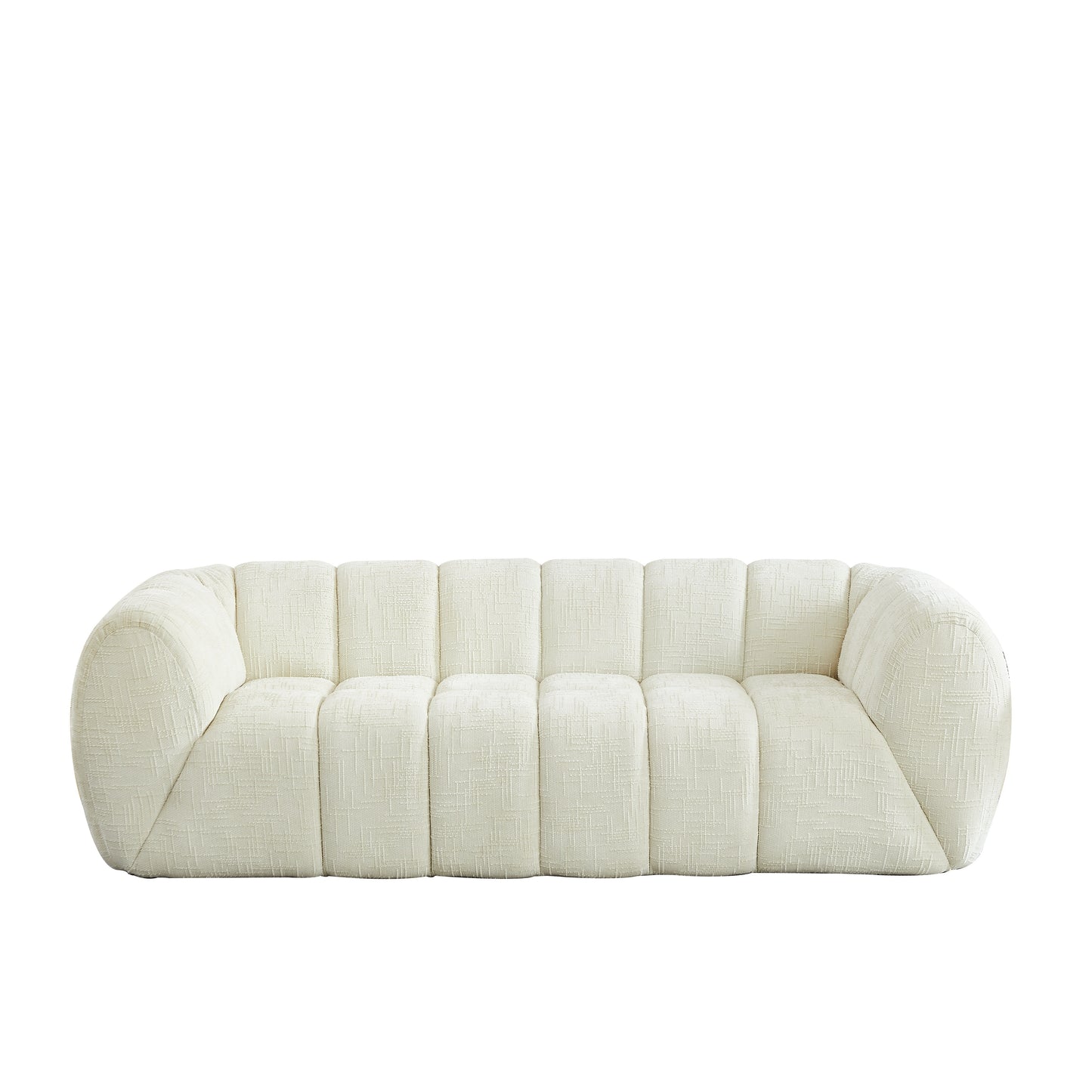 Chenille Compression Sofa — 2/3/5/6-Seat — Beige / 3-Seat