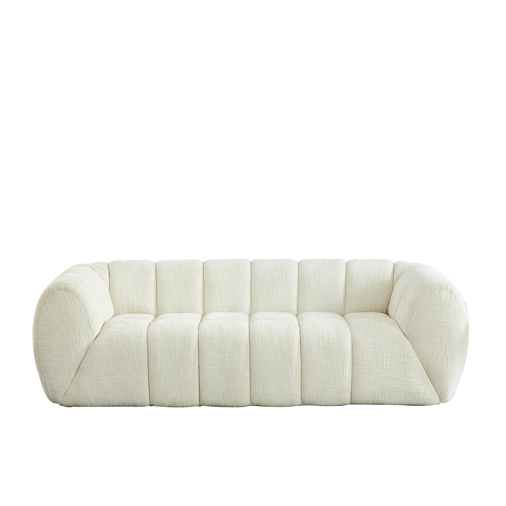 Chenille Compression Sofa — 2/3/5/6-Seat — Beige / 3-Seat