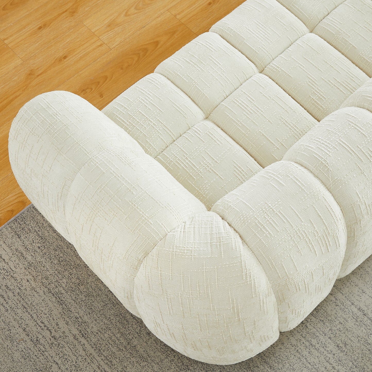 Chenille Compression Sofa — 2/3/5/6-Seat — Beige / 5-Seat
