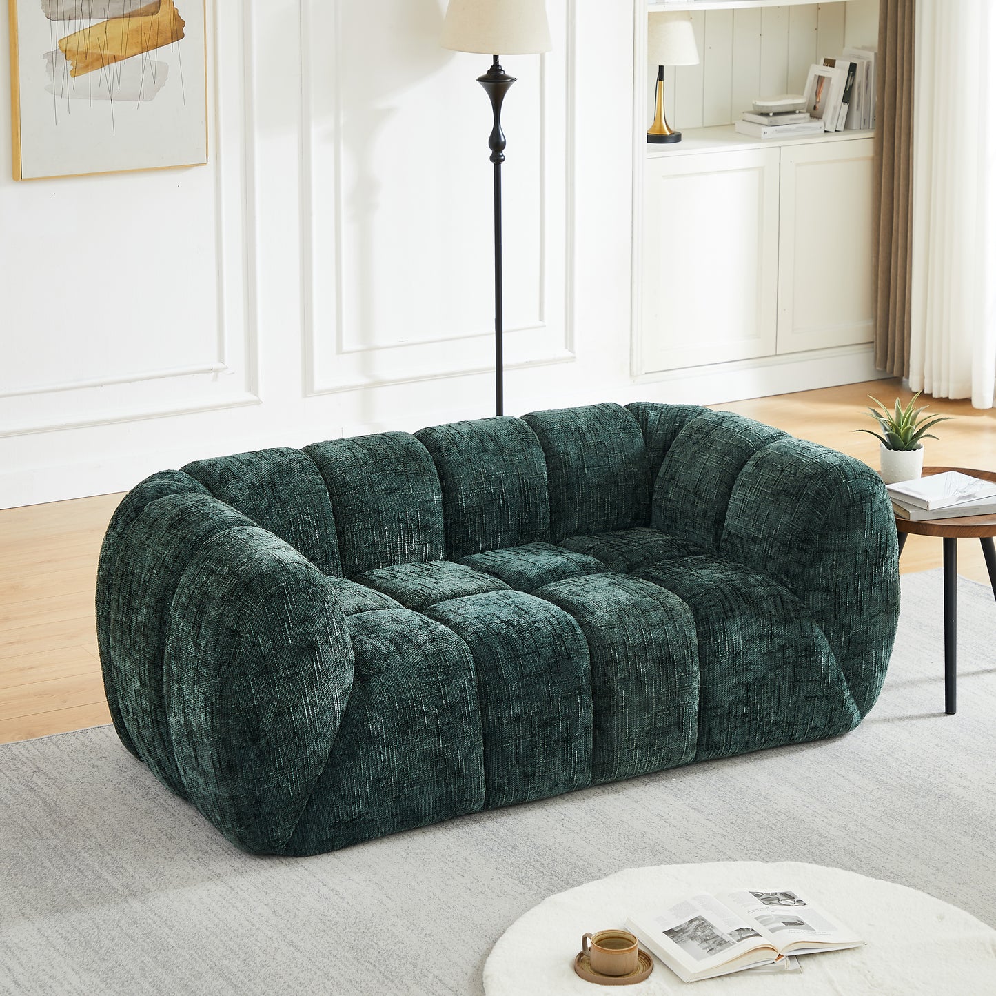 Chenille Compression Sofa — 2/3/5/6-Seat — Green / 2-Seat