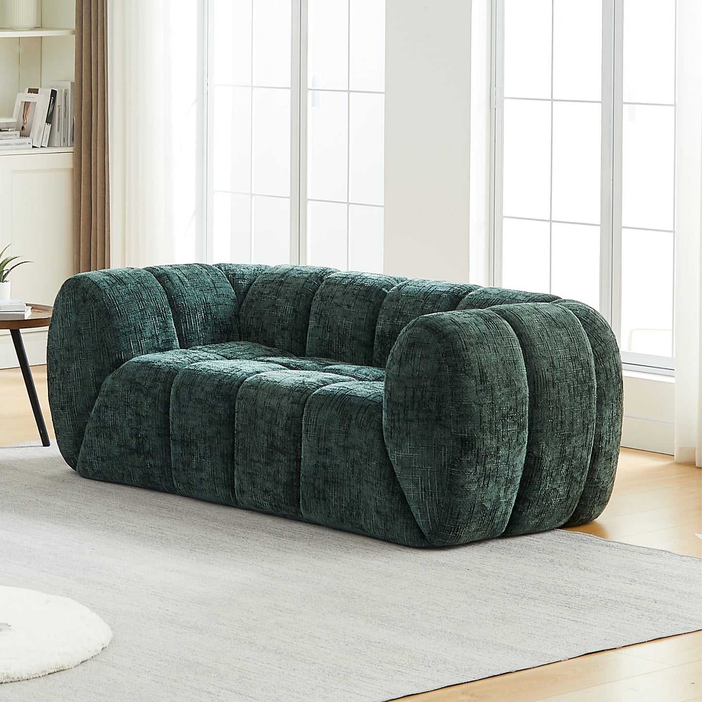 Chenille Compression Sofa — 2/3/5/6-Seat — Green / 2-Seat