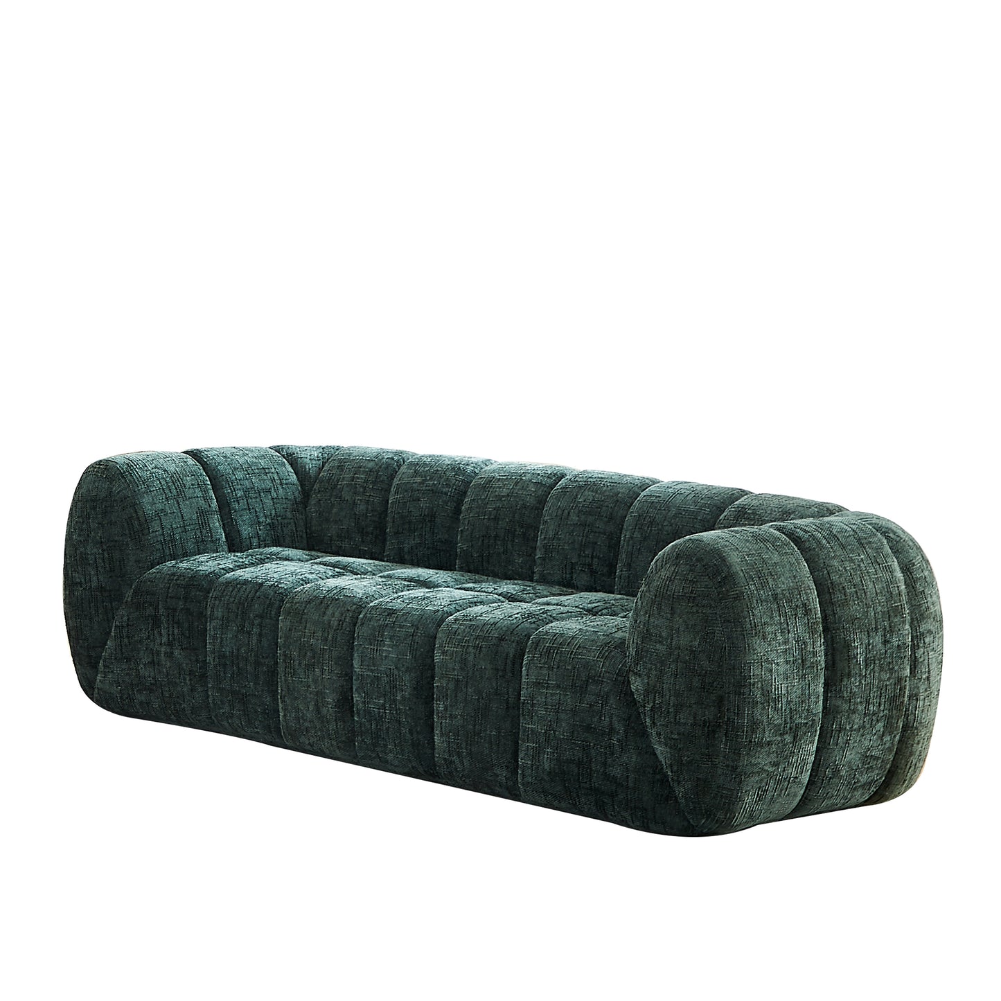 Chenille Compression Sofa — 2/3/5/6-Seat — Green / 3-Seat