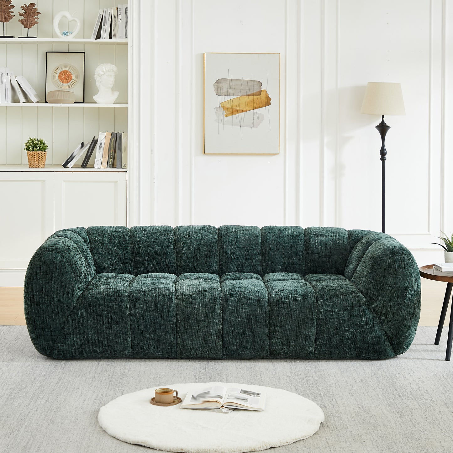 Chenille Compression Sofa — 2/3/5/6-Seat — Green / 3-Seat