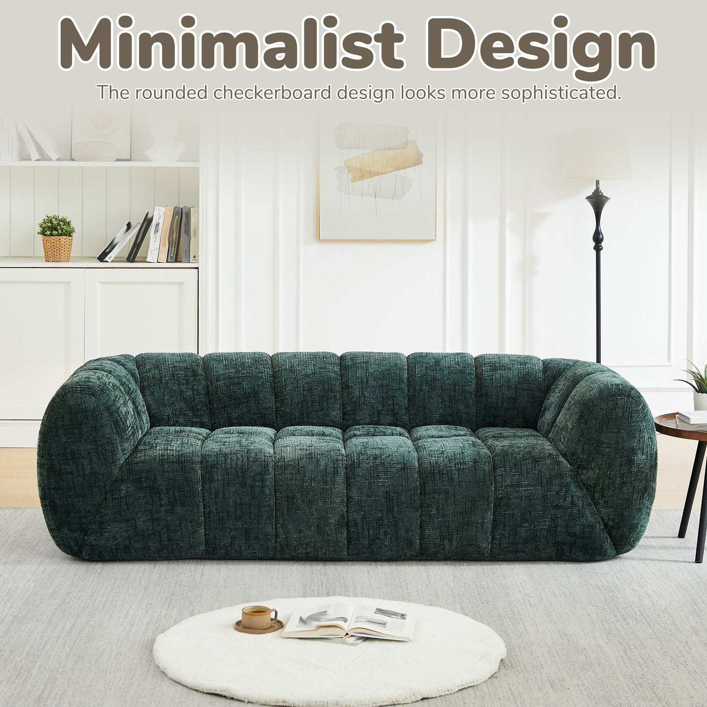 Chenille Compression Sofa — 2/3/5/6-Seat — Green / 6-Seat
